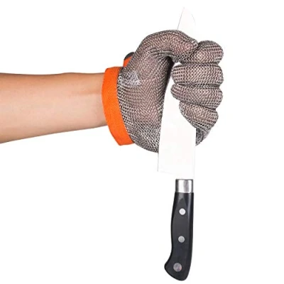 Imagen de ThreeH Guantes resistentes al corte de malla acero inoxidable Para carniceros, trabajo restaurante, procesamiento carne GL08 XL(1 pieza)