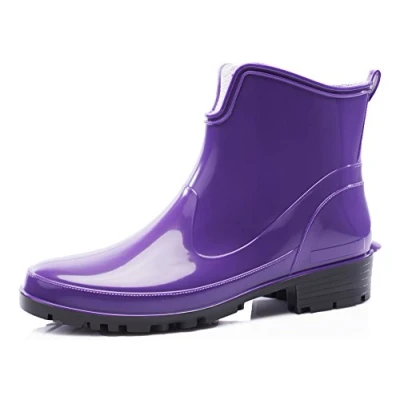 Imagen de Ladeheid Botines de Agua en PVC para Mujer Botas Lluvia Impermeables Caucho Zapatos Goma Mujeres Primavera Wellington Boots Cortas LA 930 (Morado, 40 EU)