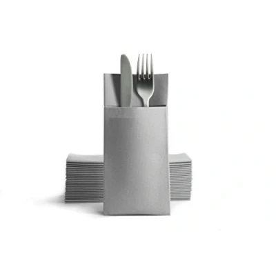 Imagen de Alvotex Chic Airlaid 50 servilletas Desechables para Cubiertos, Fundas Similar a la Tela, 39 x 40 cm, Color Gris