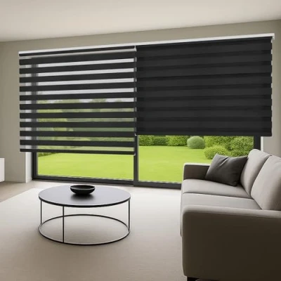 Imagen de Estores Noche y Dia de Calidad con Doble Tejido Elegantes Estor Enrollable día para Ventanas Interior Puertas. enrollables persianas Cortinas STORESDECO Gris 180 x cm