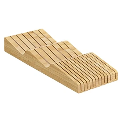 Imagen de Navaris Organizador de Cuchillos para cajón Soporte bambú Guardar 13x Cuchillo Cocina Bloque portacuchillos cajones 40 x 15 5 CM