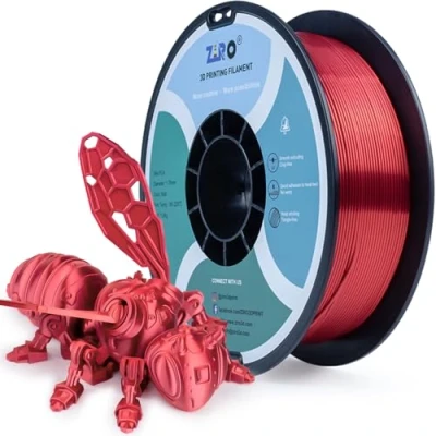 Imagen de ZIRO Seda Filamento PLA 1.75mm, Impresora 3D 1.75mm 1kg (2.2 lbs) / Bobina, Precisión Dimensional +/ 0.03mm, Rojo