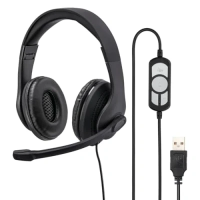 Imagen de Auriculares Hama HS USB300, Para PC/ Portátil, De diadema, Con cable, Micrófono, Negro