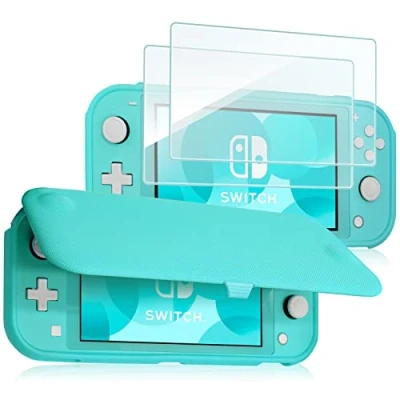 Imagen de ProCase Funda Protectora para Nintendo Switch Lite con 2 Protectores de Pantalla Vidrio Templado, Estuche Tapa Antiarañazos Cubierta Suave y Delgada 2019 Turquesa