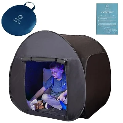 Imagen de Tienda sensorial Rincón de Calma para Que los niños jueguen y se relajen Ayuda en Autismo, TPS, ansiedad concentración Negra autistas Sensory Tent V3 (Small)