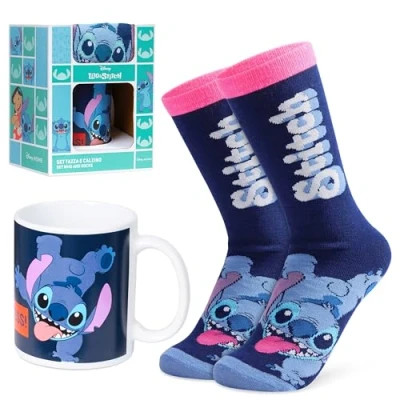 Imagen de Disney Stitch Set de Taza y Calcetines Navideños para Mujer Regalos Mujeres (Azul Marino)