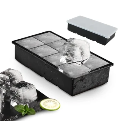 Imagen de Cubitera de Silicona Grande para Cubitos Hielo, Moldes XXL con Tapa, 2 Unidades (8 por Cubitera)