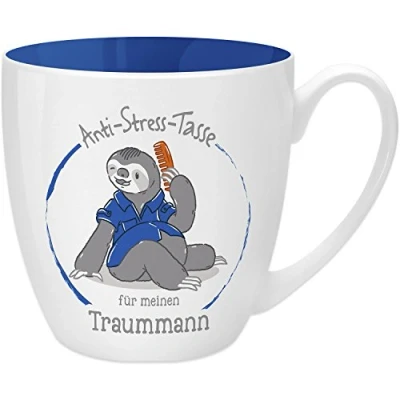 Imagen de GRUSS &amp; CO Taza antiestrés, diseño de hombre los sueños, 45 cl, New Bone China, regalo para él 45512