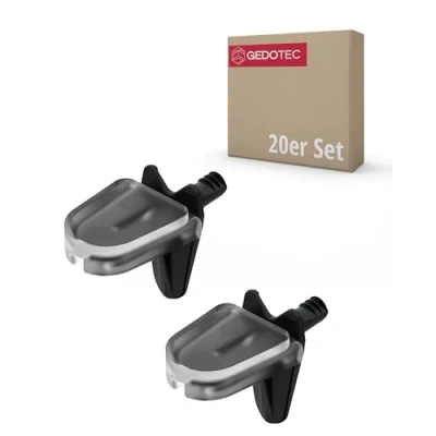 Imagen de Gedotec Soporte para estante de cristal 3 mm con seguro H9638 20 unidades soportes tablas madera y suelos acero negro plástico transparente