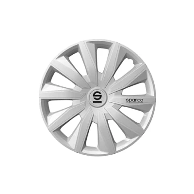 Imagen de Sparco Juego de 4 Tapacubos 15 Modelo Milano Plata. Diseño Deportivo para Las Llantas tu Coche. Fabricación Resistente y durader