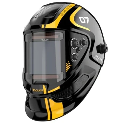 Imagen de TOOLIOM Casco de soldadura gran visión 3.94 x 3.65 pulgadas, capucha oscurecimiento automático color real, sombra 4/5 9/9 13