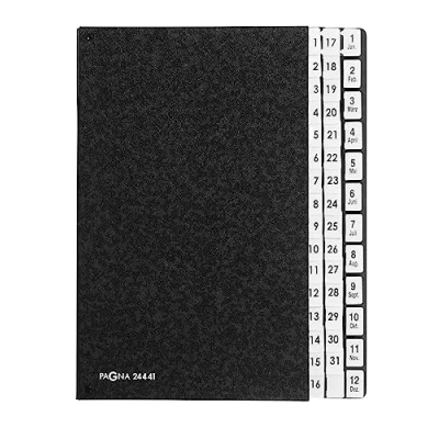 Imagen de Pagna Index Carpeta con separadores de índice (1 Jan 31 Dec), negro