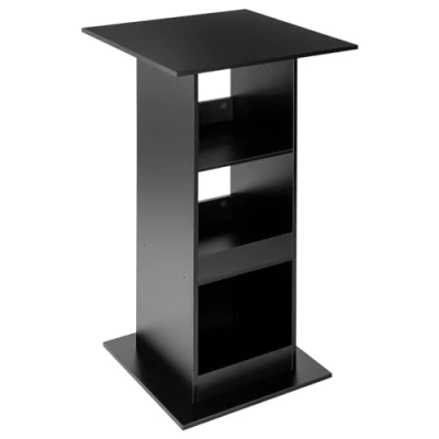 Imagen de WOLTU Mesa de Bar Cuadrada, Bistró con 3 Estantes Almacenamiento, Pequeña para Cocina, Mesita Auxiliar Salón y Comedor, 60x60x112cm, Negro BT36sz