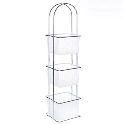 Imagen de LOLAhome Estantería de 3 cestas Moderna Plateada Metal para baño Basic