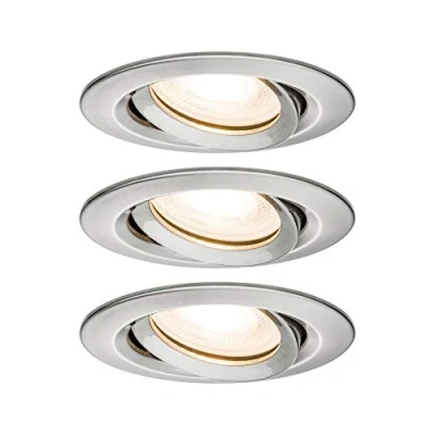 Imagen de Paulmann Lámpara LED empotrable Nova Plus 92900 IP65, redonda, giratoria, 3 x 7 W, regulable, GU10, hierro cepillado, juego de focos empotrados 2700 K