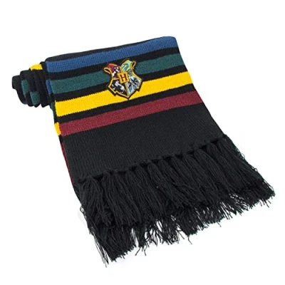 Imagen de Cinereplicas Harry Potter Bufanda Ultra Suave Licencia Oficial Hogwarts 190 cm Negro Con Rayas Rojas, Amarillas, Verde y Azul