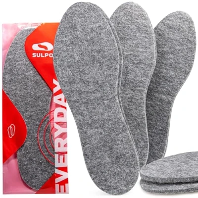 Imagen de SULPO 3 Pares Plantillas para Niños de Invierno Suaves y Confortables Fieltro Sintético No Tejido Aislantes Térmicas Otoño e Envierno