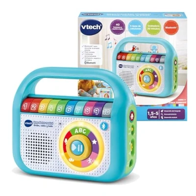 Imagen de VTech Reproductor musical Graba canta y baila, Radio infantil con Bluetooth, Grabadora, Juguete para niños +1.5 años, Versión ESP