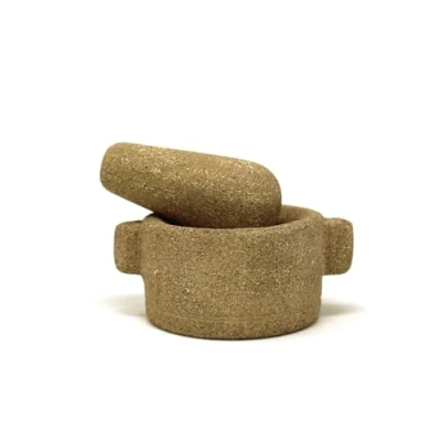 Imagen de Mortero con Maja en Arenisca para Pulverizar Incienso de Resina Hecho a Mano Ecuador Herramienta Práctica y Resistente 6 x 3,5 cm