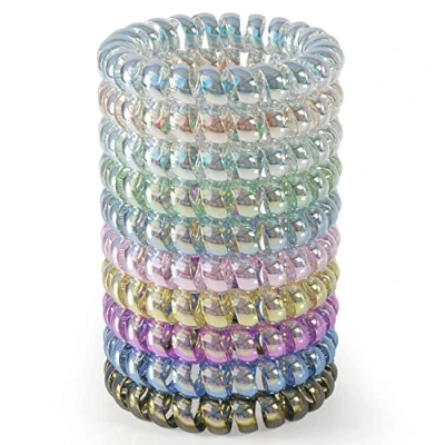 Imagen de JessLab Spiral Haargummis, 10 Stk Spurenloses Telefonkabel Haargummis Kunststoffspule Pferdeschwanzhalter No Damage Haarschmuck für Mädchen Frauen Damen, Farbe Sortiert (#36)