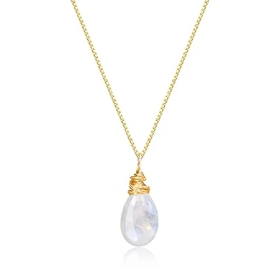 Imagen de COAI Collar para Mujer en Plata Dorada con Colgante Gota de Agua Piedra Luna