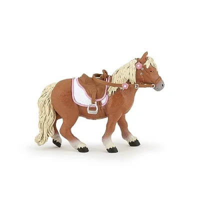 Imagen de Papo Figuras pintadas a Mano Caballos y Potros Poni Shetland con Silla de montar 51559 Coleccionable para Niños Niñas 3 Años o Más