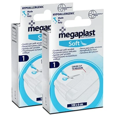 Imagen de JUANIO Juego de 2 Paquetes 1 Apósito para Pieles Delicadas y Sensibles, Vendaje Recortado Microperforado no Tejido Hipoalergénico el Cuidado Formato 100 x 6 cm