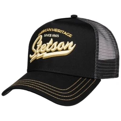 Imagen de Stetson Gorra Trucker Since 1865 Hombre Snapback de béisbol Camionero Snapback, con Visera, Visera Verano/Invierno Talla única Negro