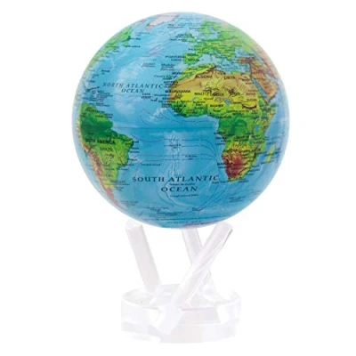 Imagen de MOVA Globe Mapa en Relieve Azul 4.5&quot;con base, globo giratorio con energía solar, regalo único y decoración del hogar o escritorio para hombres, mujeres, niños