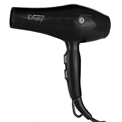 Imagen de ID Italian Design Secador de Pelo Profesional Plus Prime GTI2600 Cabello con 2200W Potencia, 3 Modos Calor, Botón Aire Frío, Doble Velocidad y Cable 1,8 m Color Negro