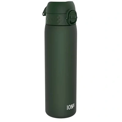 Imagen de Ion8 Botella Agua, 500ml, a Prueba de Fugas, Fácil Abrir, Cerradura Segura, Apta para Lavavajillas, Sin BPA, Asa Transporte, Limpiar, Neutro en Carbono, Verde Oscuro