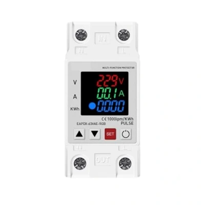 Imagen de Din Rail Dual Display Adjustable Over Voltage Current and Under Protective Device Protector Relay 63A 220V 230V IINKUEYK