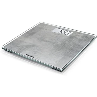 Imagen de Soehnle Báscula de baño Style Sense Compact 300 Concrete, peso digital con pantalla LCD, balanza electrónica apagado y encendido automáticos