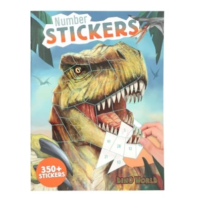 Imagen de Depesche 13243 Dino World Number Sticker Libro 16 páginas para diseñar Motivos de Dinosaurios por números, Incluye 8 Hojas Pegatinas, Multicolor, One Size