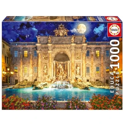 Imagen de Educa Fontana di Trevi, Roma Puzzle de 1000 Piezas para Adultos. Medidas: 68 x 48 cm. Incluye Cola Fix Puzzle. A Partir 14 años (19923)