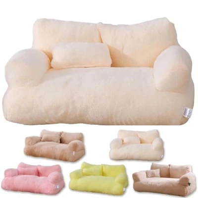 Imagen de Calming Pet Sofa,Calming Dog Bed Fluffy Plush Sofa, for Small Medium Large Dogs, Memory Foam with Removable Washable Cover (X Large, White)