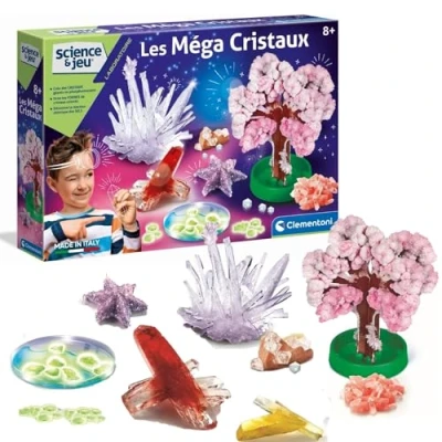 Imagen de Clementoni Ciencia Mega Cristales Juego científico versión Francesa, Fabricado en Italia, 8 años y más, Multicolor, 45.1 x 7 31.1cm (52490)