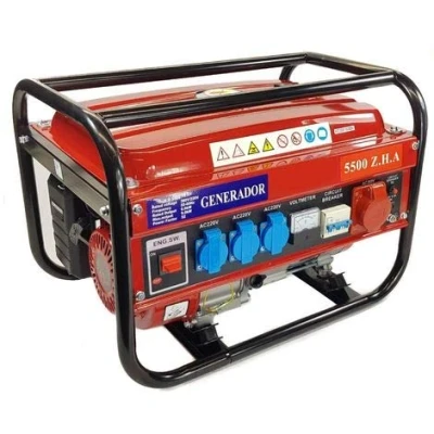 Imagen de Generador Eléctrico Gasolina 15L 5500W 230/380V 4 ENCHUFES (2500W Trifásico 3000W Monofásico) Motor Tiempos