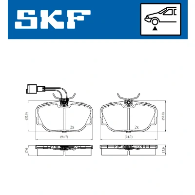 Imagen de SKF VKBP 80480 E Juego de pastillas freno con contacto avisador desgaste