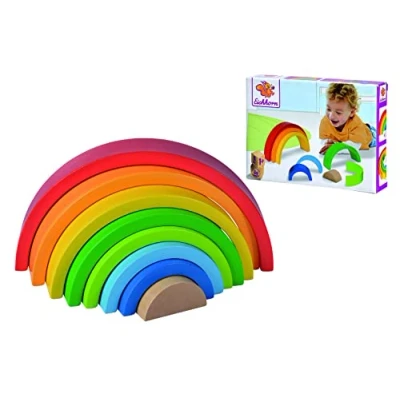 Imagen de Eichhorn Arco Iris, clasificación y apilamiento Juguetes en Colores Coloridos, 8 Piezas, 17,5 cm de Largo, Madera Abedul, a Partir 1 año