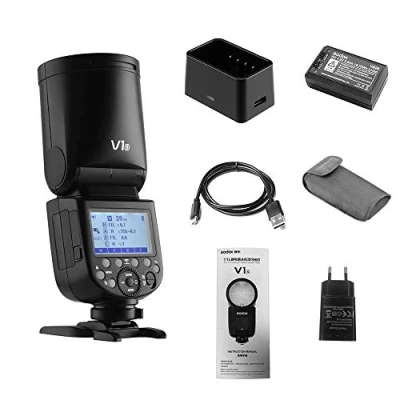 Imagen de Godox V1 S Flash Profesional para cámara Speedlite Speedlight Cabeza Redonda inalámbrica 2.4G Fresnel Zoom Sony a7RII a7R a58 a99 ILCE6000L a7RIII a7R3 a9 a77II a77 a350 Cámaras