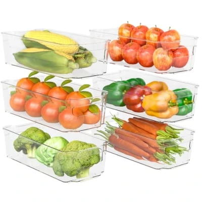 Imagen de KICHLY Organizadores para la despensa Juego de 6 Compartimentos almacenamiento cocina, despensa, armarios, encimeras y refrigerador sin BPA (Transparente)