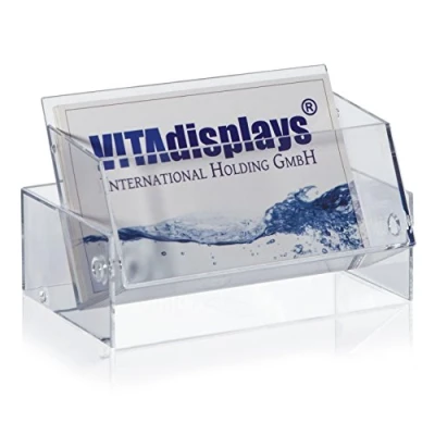 Imagen de VITAdisplays Caja para tarjetas de visita almacenamiento seguro o soporte visita, transparente feria y oficina, ancho: 8,5 cm, paquete 5