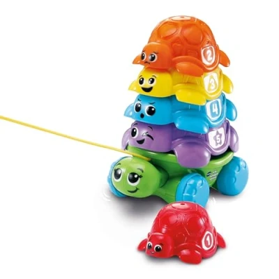 Imagen de VTech Apilables de Colores Las Tortugas arcoíris, Juguete Arrastre para apilar, Bebés +12 Meses, Encaja Apila Tira y Cuenta, Versión ESP