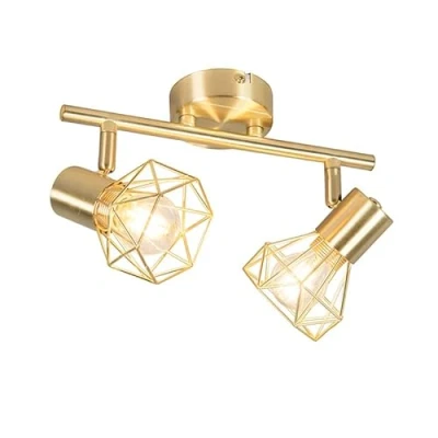 Imagen de Qazqa Moderno Plafón Art Deco orientable oro MOSH 2 Acero Alargada Adecuado para LED Max. x 40 Watt