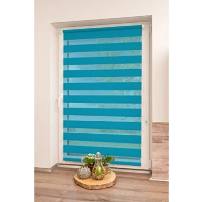 Imagen de Khome Klemmfix Doppelrollo Estor Doble con Sistema de fijación, Poliéster, petróleo, 150 x 65 cm