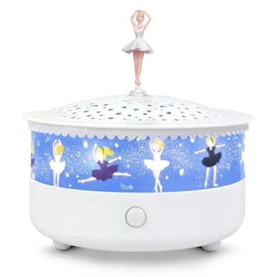 Imagen de Trousselier Luz nocturna para bebé musical y luminosa bailarina, con detector de llanto infantil, proyector estrella recargable USB, 4 música incluida, 14 cm