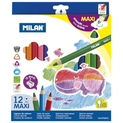 Imagen de Caja 12 lápices de colores Maxi triangulares + sacapuntas