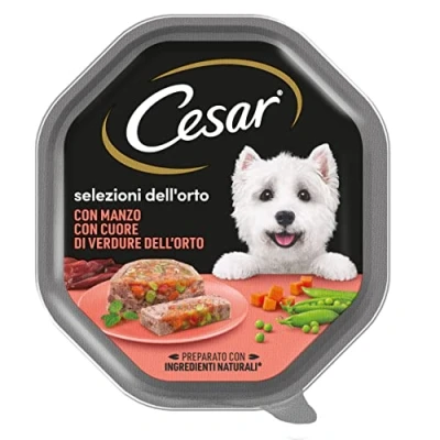 Imagen de Cesar Selección del huerto comida para perro con ternera corazón de verduras 150 g 14 bandejas, el embalaje puede variar