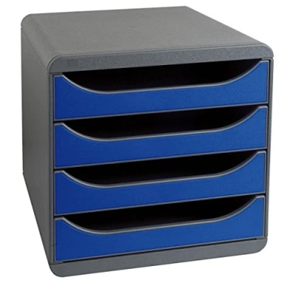 Imagen de Exacompta 310703D Módulo individual para documentos A4 + con 4 cajones, ultra rígido y stop de seguridad 347x278x267 mm BIG BOX Negro/Azul oscuro (opaco)